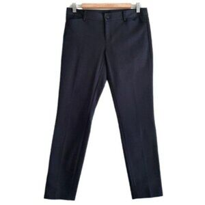 CLUB MONACO Slim Crop Pants Faux Leather Back Pocket Trim Navy Sz 4